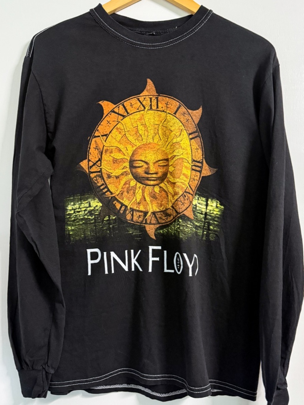 Pink Floyd Celestial Sun Clock Long Sleeve Band Tee Black S Licensed
